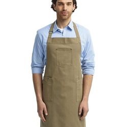 Cotton Chino Bib Apron with Pocket
