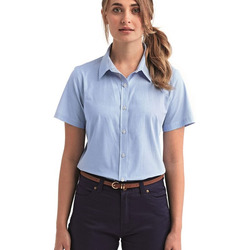 Women's Microcheck Gingham Short Sleeve Cotton Dress Shirt