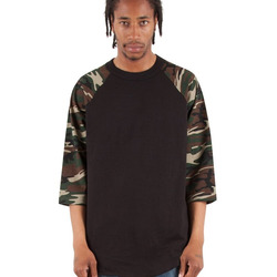 Three-Quarter Sleeve Camo Raglan T-Shirt